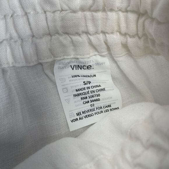 VINCE Womens Small Mid Rise Drawstring Straight Leg White Linen Pants - Picture 7 of 7